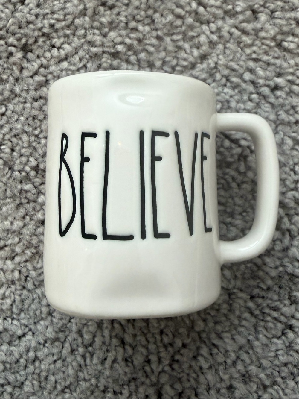 Rae Dunn Mini Believe White Mug